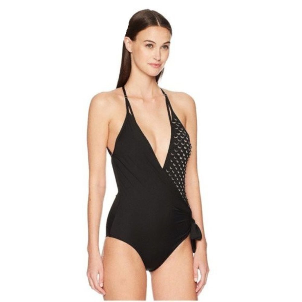 NWT La Perla black scallop detail one piece swimsuit, 34C